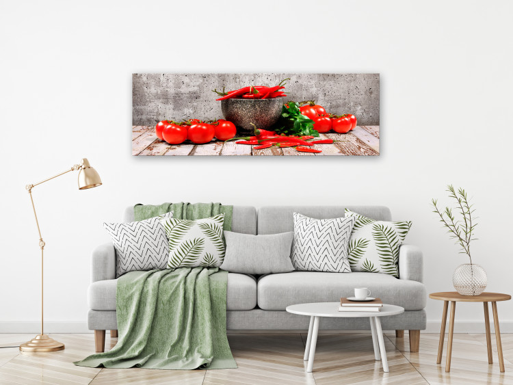 Canvas Print Red Vegetables (1-part) Concrete Narrow - Still Life of Bell Peppers 107955 additionalImage 3