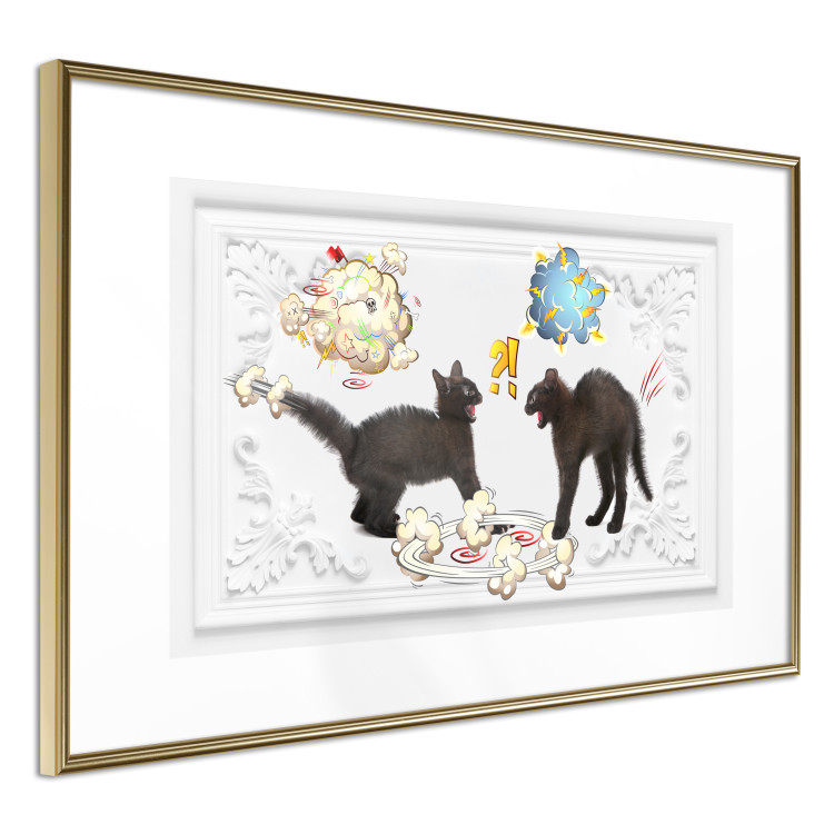 Poster Cat quarrel - animals and comic elements on a background with ornaments 114355 additionalImage 6