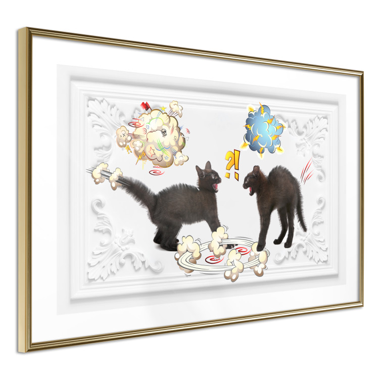 Poster Cat quarrel - animals and comic elements on a background with ornaments 114355 additionalImage 12