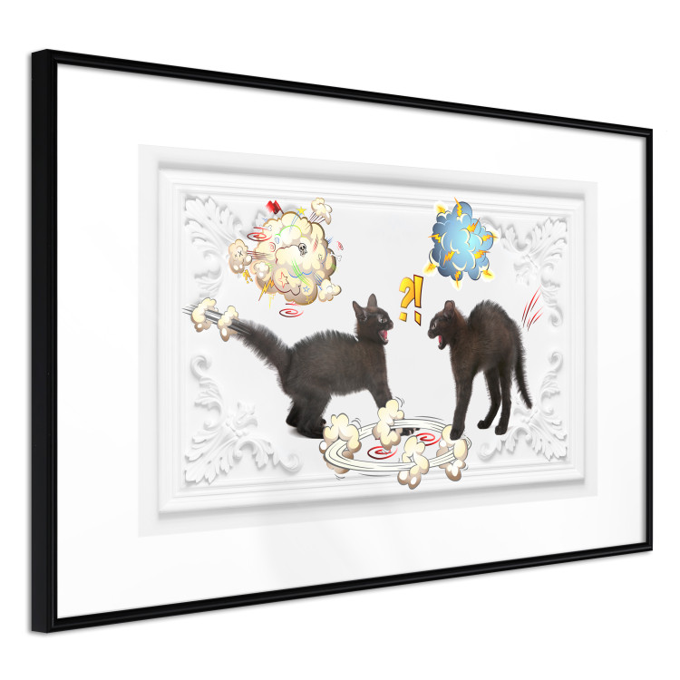 Poster Cat quarrel - animals and comic elements on a background with ornaments 114355 additionalImage 11