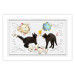 Poster Cat quarrel - animals and comic elements on a background with ornaments 114355