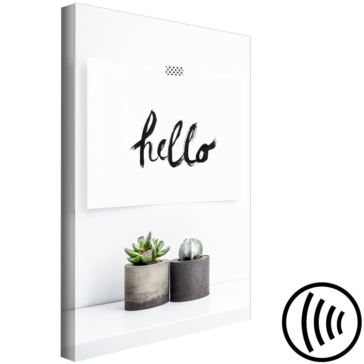 Canvas Scandinavian details - succulents on the shelf and a ''hello'' sign 117455 additionalImage 6