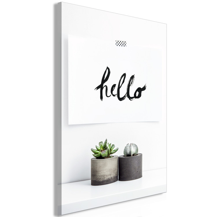 Canvas Scandinavian details - succulents on the shelf and a ''hello'' sign 117455 additionalImage 2