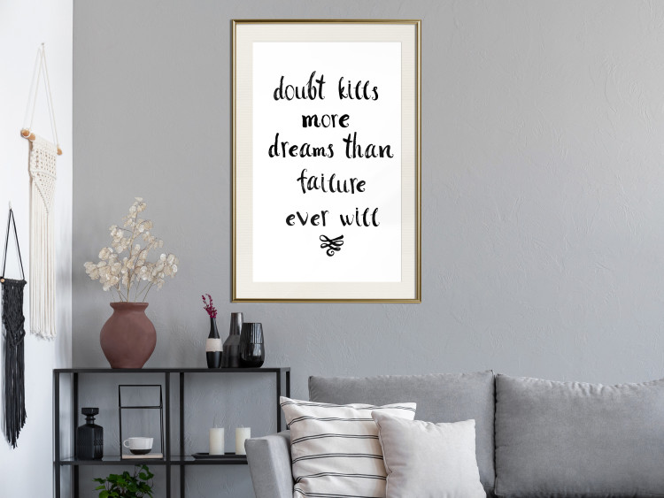 Wall Poster Doubts and Dreams - black and white simple composition with texts 117555 additionalImage 21