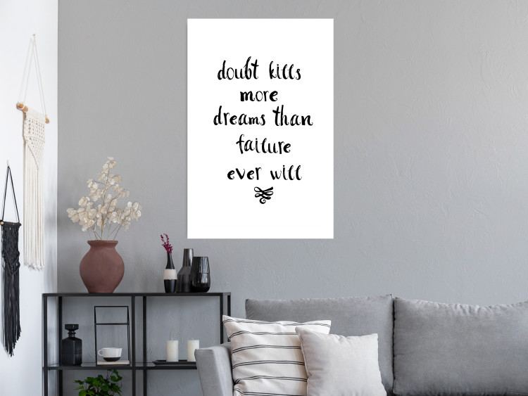 Wall Poster Doubts and Dreams - black and white simple composition with texts 117555 additionalImage 2
