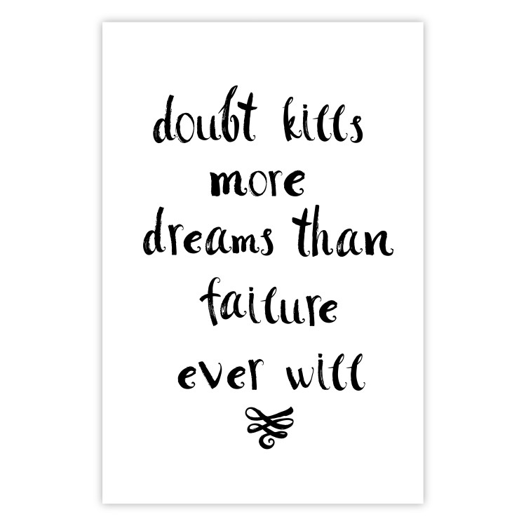 Wall Poster Doubts and Dreams - black and white simple composition with texts 117555