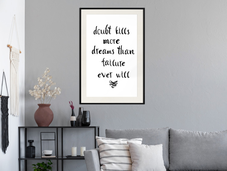Wall Poster Doubts and Dreams - black and white simple composition with texts 117555 additionalImage 22