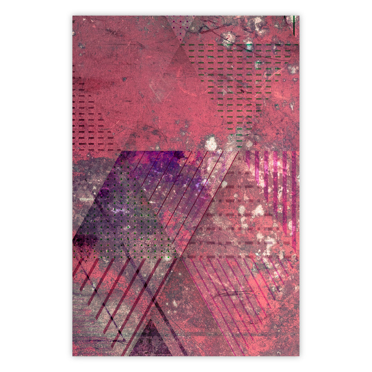Wall Poster Crimson Abstraction - geometric composition with a touch of pink 118255