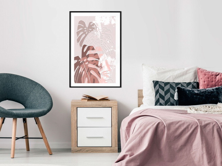 Poster Pastel Monstera - abstraction in tropical leaves on a light background 119255 additionalImage 6