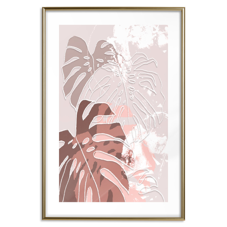 Poster Pastel Monstera - abstraction in tropical leaves on a light background 119255 additionalImage 14