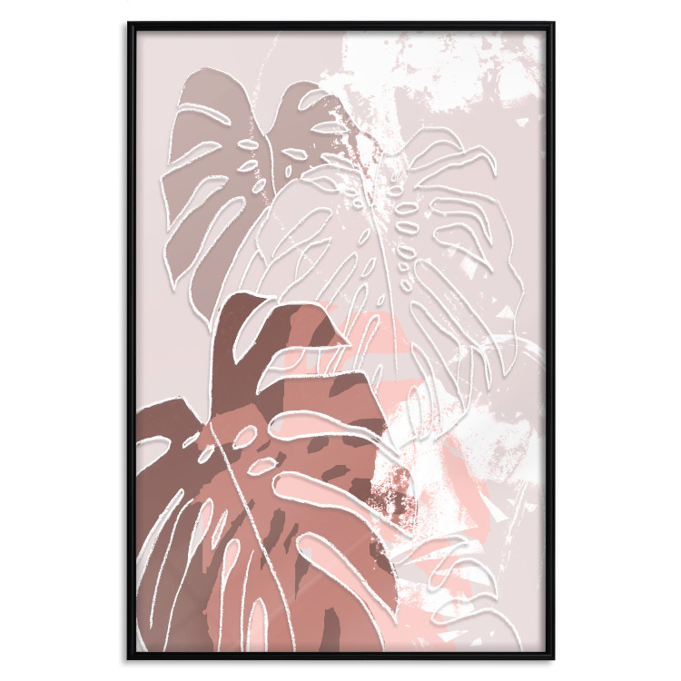 Poster Pastel Monstera - abstraction in tropical leaves on a light background 119255 additionalImage 18