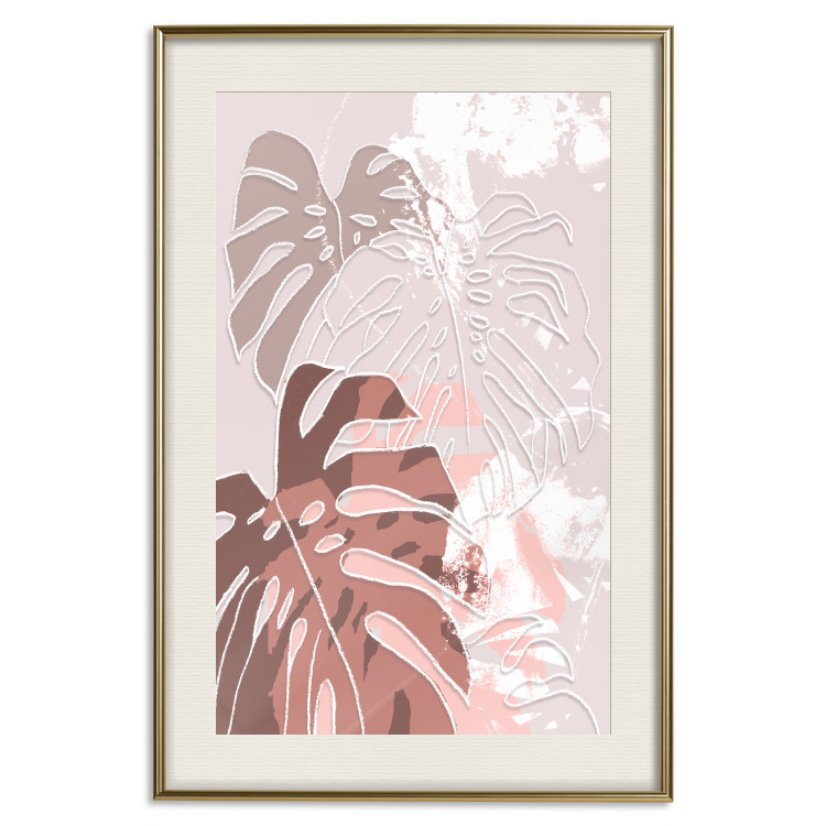 Poster Pastel Monstera - abstraction in tropical leaves on a light background 119255 additionalImage 19