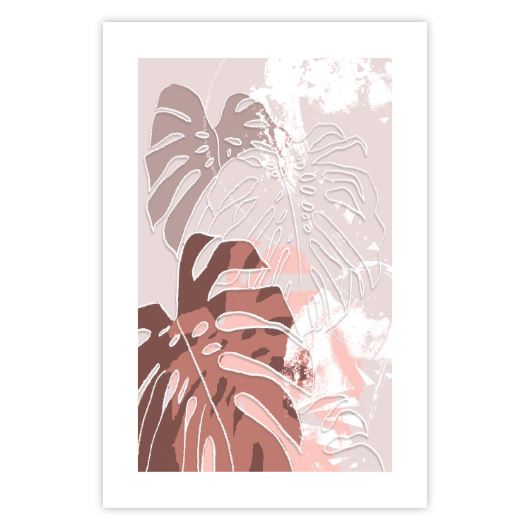 Poster Pastel Monstera - abstraction in tropical leaves on a light background 119255 additionalImage 19