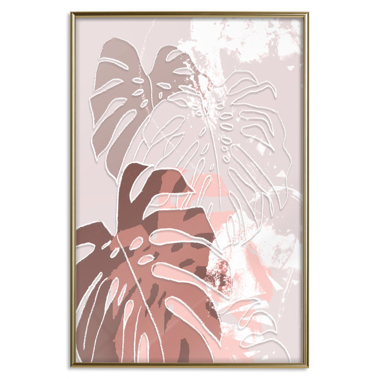 Poster Pastel Monstera - abstraction in tropical leaves on a light background 119255 additionalImage 16