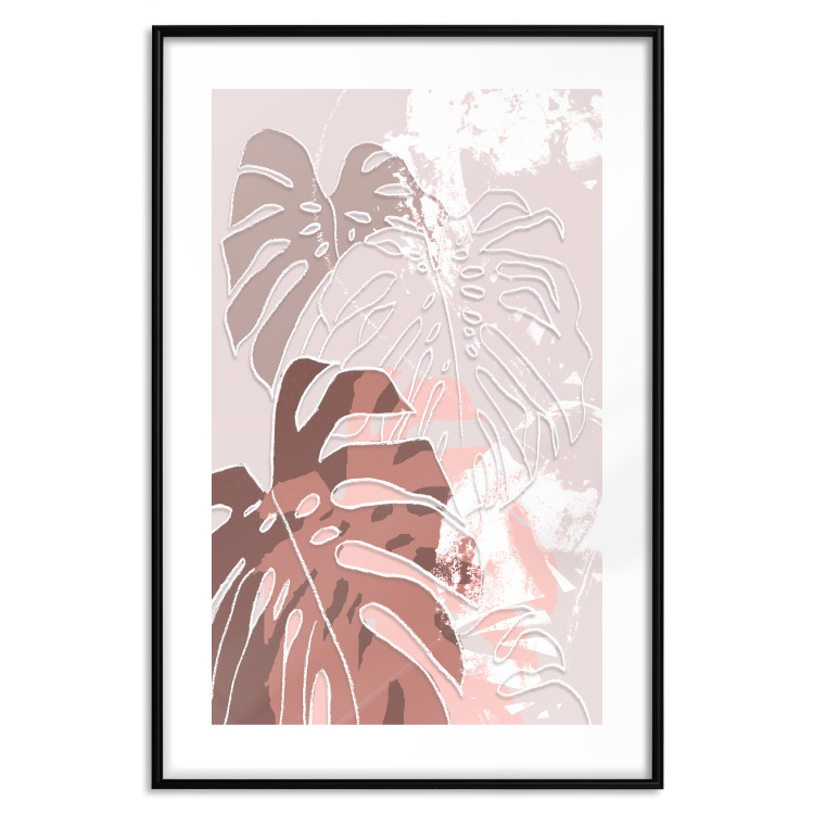Poster Pastel Monstera - abstraction in tropical leaves on a light background 119255 additionalImage 17