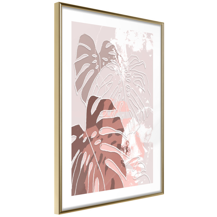 Poster Pastel Monstera - abstraction in tropical leaves on a light background 119255 additionalImage 6