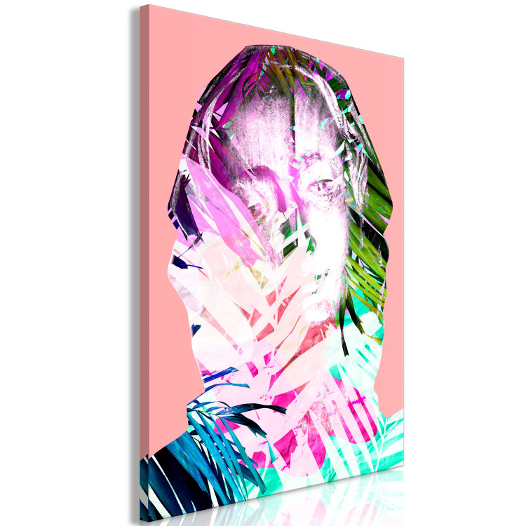 Canvas Neon Madonna - colorful portrait of a woman with a botanical design 122355 additionalImage 2