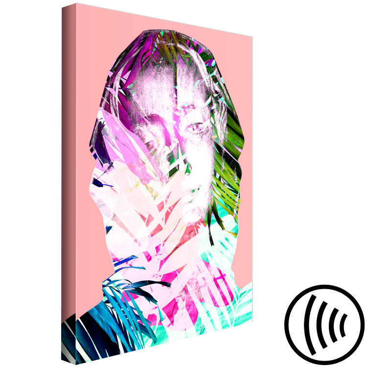 Canvas Neon Madonna - colorful portrait of a woman with a botanical design 122355 additionalImage 6