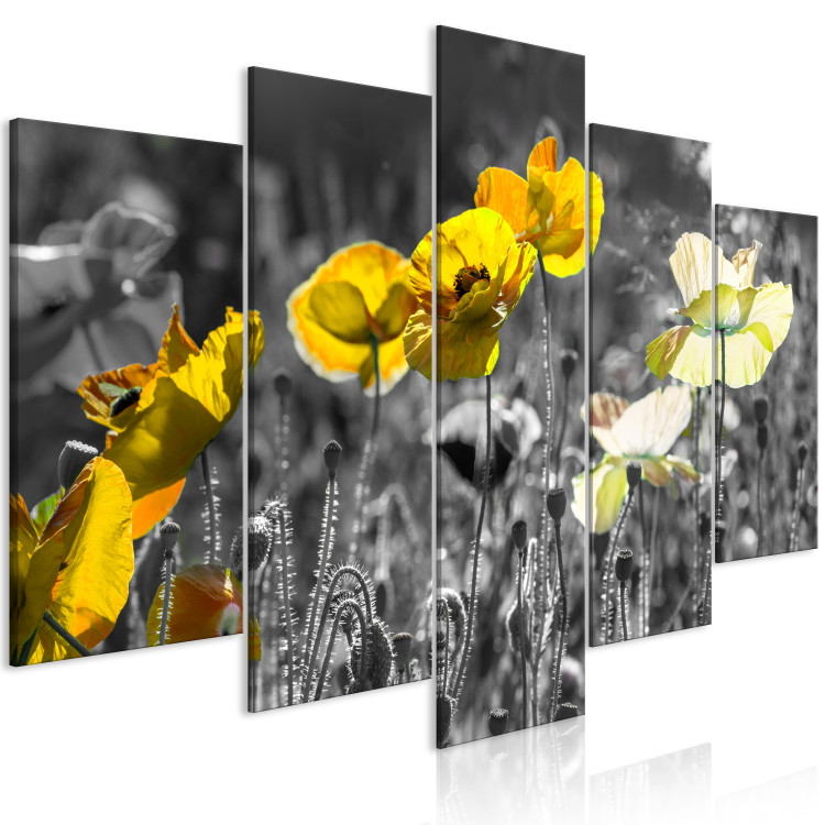 Canvas Print Yellow Poppies (5 Parts) Wide 123055 additionalImage 2