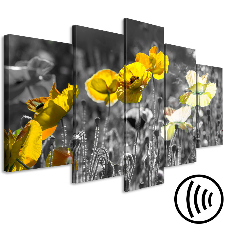 Canvas Print Yellow Poppies (5 Parts) Wide 123055 additionalImage 6