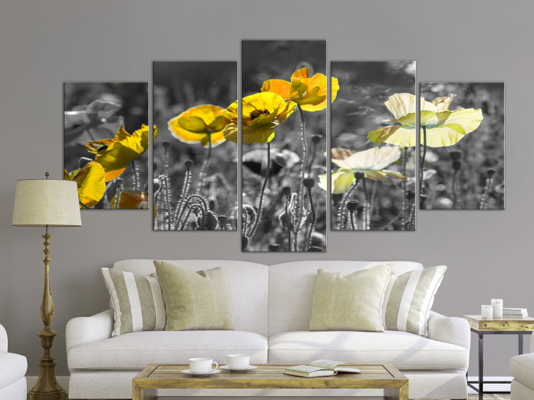 Canvas Print Yellow Poppies (5 Parts) Wide 123055 additionalImage 3