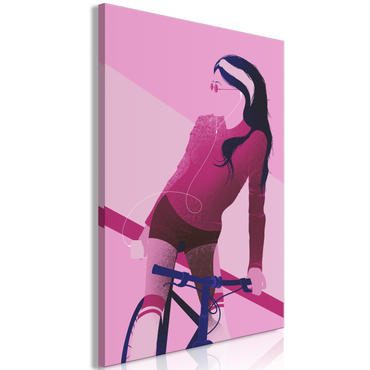 Canvas Print Sporty Bike (1-part) - Woman's Silhouette on Pink Background 123355 additionalImage 2