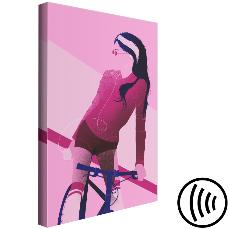 Canvas Print Sporty Bike (1-part) - Woman's Silhouette on Pink Background 123355 additionalImage 6