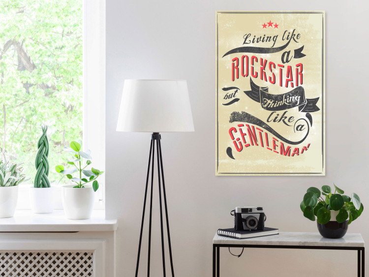 Canvas Print Live like a rock star - retro graphic with an English slogan 123555 additionalImage 3