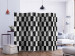 Room Divider Screen Checkerboard II (5-piece) - black and white marble-like pattern 124155 additionalThumb 2