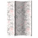 Folding Screen Watercolor Roses (3-piece) - pink flowers and leaves on a light background 124255