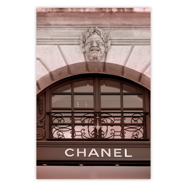 Poster Chanel Boutique - building architecture with the fashion company's name and sculpture 125755