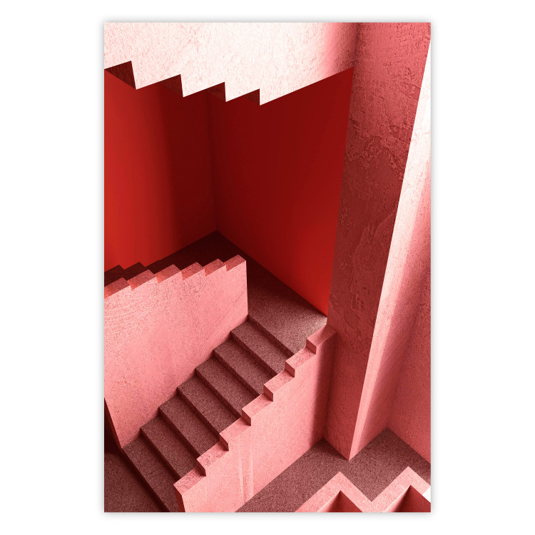 Wall Poster Stairs to Nowhere - abstract red staircase 126555