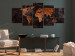 Canvas Print Copper Map (5-part) wide - world map on a metallic background 128855 additionalThumb 3