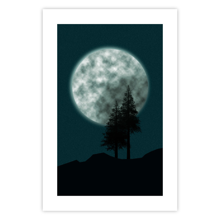 Poster Beautiful Full Moon - sky and forest tree landscape against the night backdrop 129155 additionalImage 19