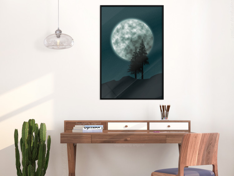 Poster Beautiful Full Moon - sky and forest tree landscape against the night backdrop 129155 additionalImage 4