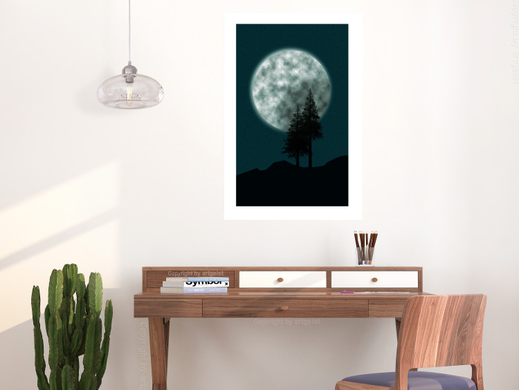 Poster Beautiful Full Moon - sky and forest tree landscape against the night backdrop 129155 additionalImage 3