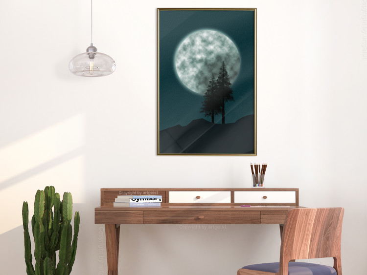 Poster Beautiful Full Moon - sky and forest tree landscape against the night backdrop 129155 additionalImage 5