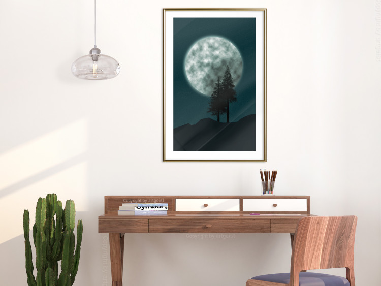 Poster Beautiful Full Moon - sky and forest tree landscape against the night backdrop 129155 additionalImage 13