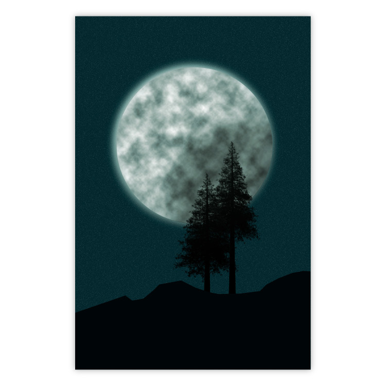 Poster Beautiful Full Moon - sky and forest tree landscape against the night backdrop 129155