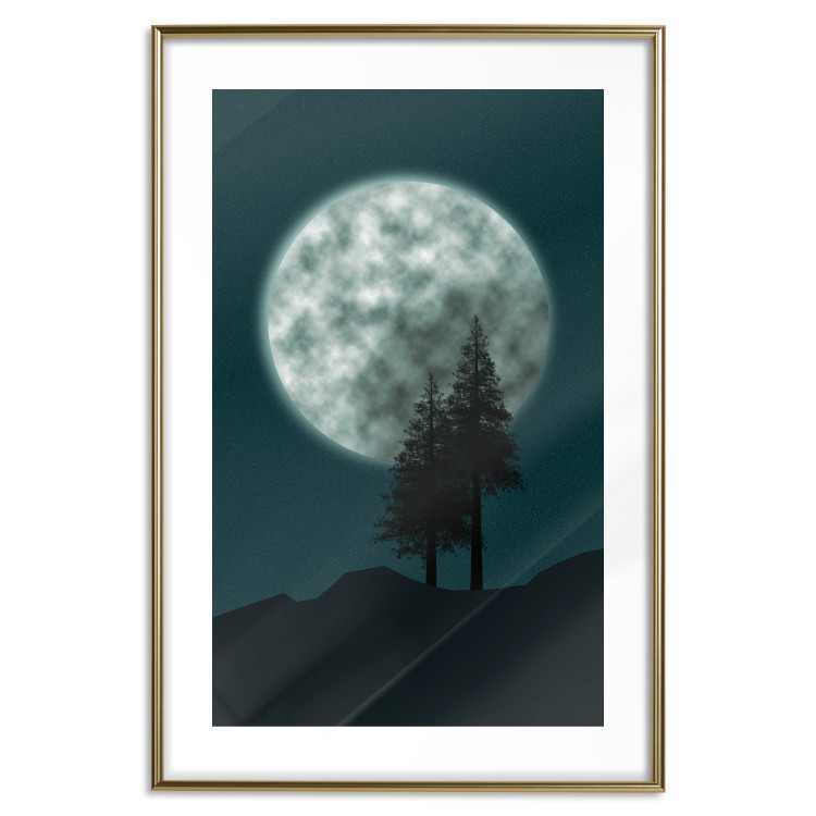 Poster Beautiful Full Moon - sky and forest tree landscape against the night backdrop 129155 additionalImage 14