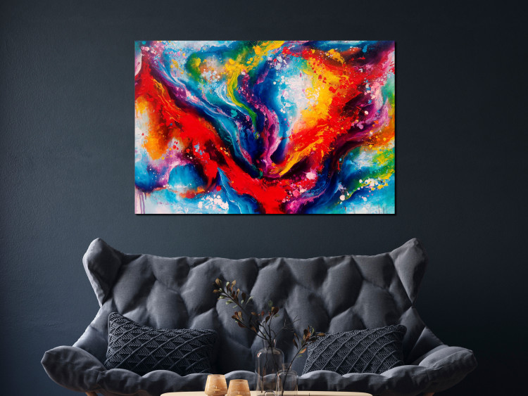 Canvas Art Print Spacetime (1-piece) Wide - abstract colorful strokes 129955 additionalImage 3