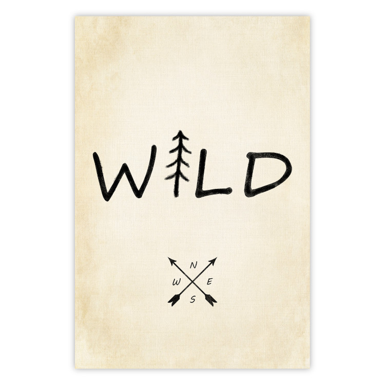 Wall Poster Wild Nature - English text with a tree element on a beige background 130455