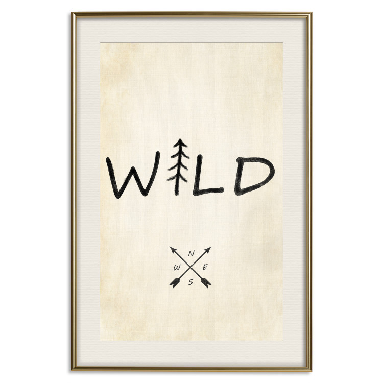 Wall Poster Wild Nature - English text with a tree element on a beige background 130455 additionalImage 25