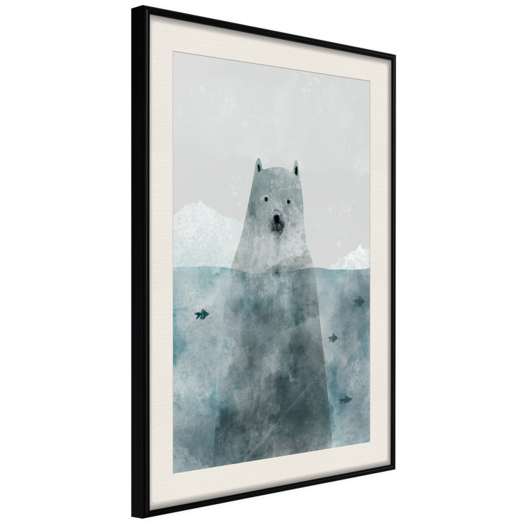 Wall Poster Polar Bear - animal in water with fish against a winter composition background 130755 additionalImage 13