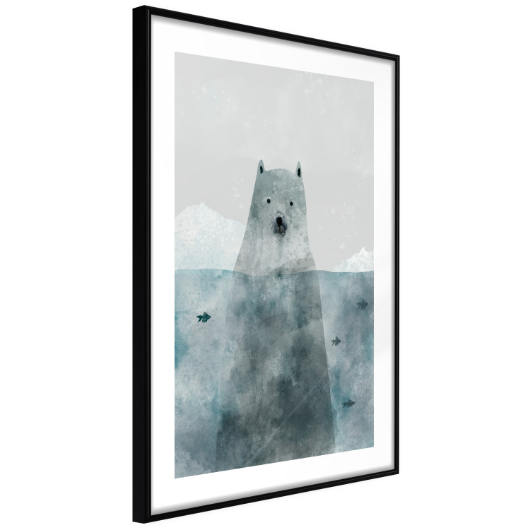 Wall Poster Polar Bear - animal in water with fish against a winter composition background 130755 additionalImage 3