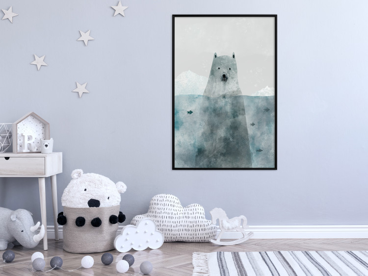 Wall Poster Polar Bear - animal in water with fish against a winter composition background 130755 additionalImage 11