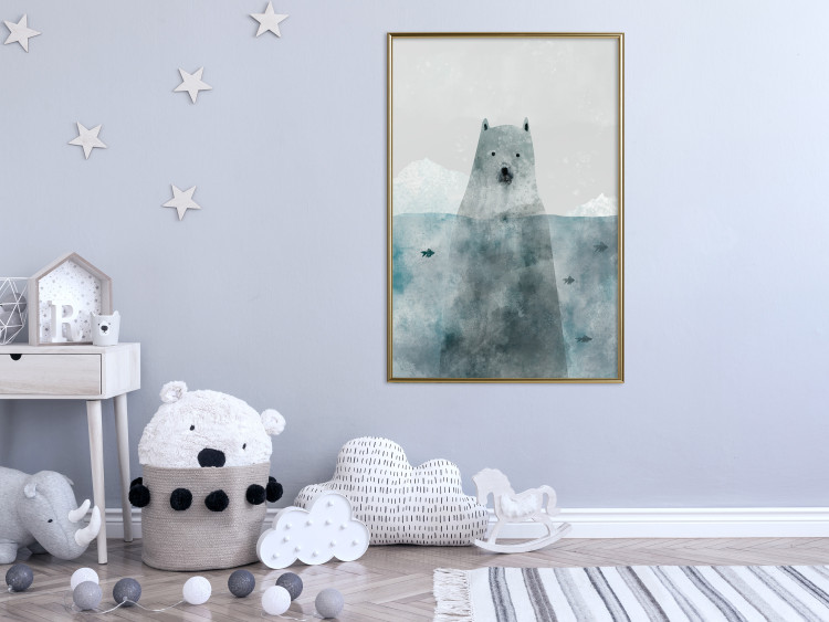 Wall Poster Polar Bear - animal in water with fish against a winter composition background 130755 additionalImage 10