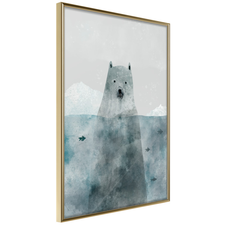 Wall Poster Polar Bear - animal in water with fish against a winter composition background 130755 additionalImage 5