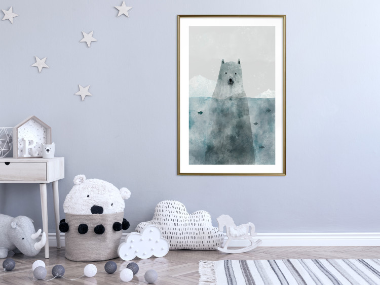 Wall Poster Polar Bear - animal in water with fish against a winter composition background 130755 additionalImage 15