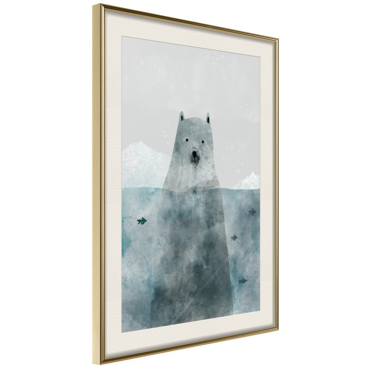 Wall Poster Polar Bear - animal in water with fish against a winter composition background 130755 additionalImage 4
